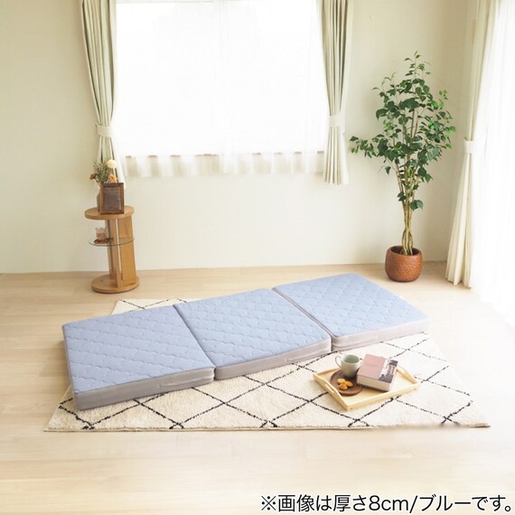 しっかり支える吸水速乾スリムマットレス (厚さ12cm/ブルー) 1枚目画像