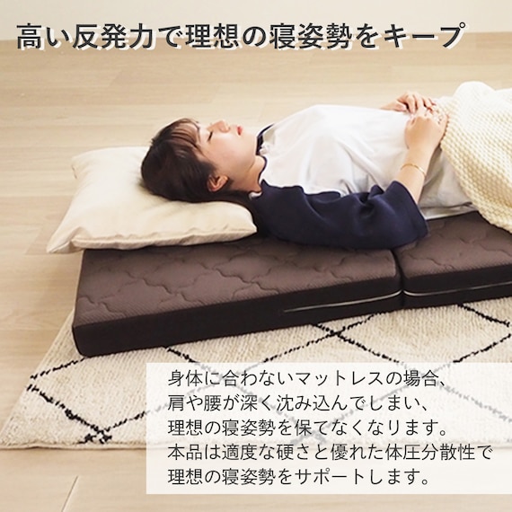 しっかり支える吸水速乾スリムマットレス (厚さ12cm/ブルー) 6枚目画像