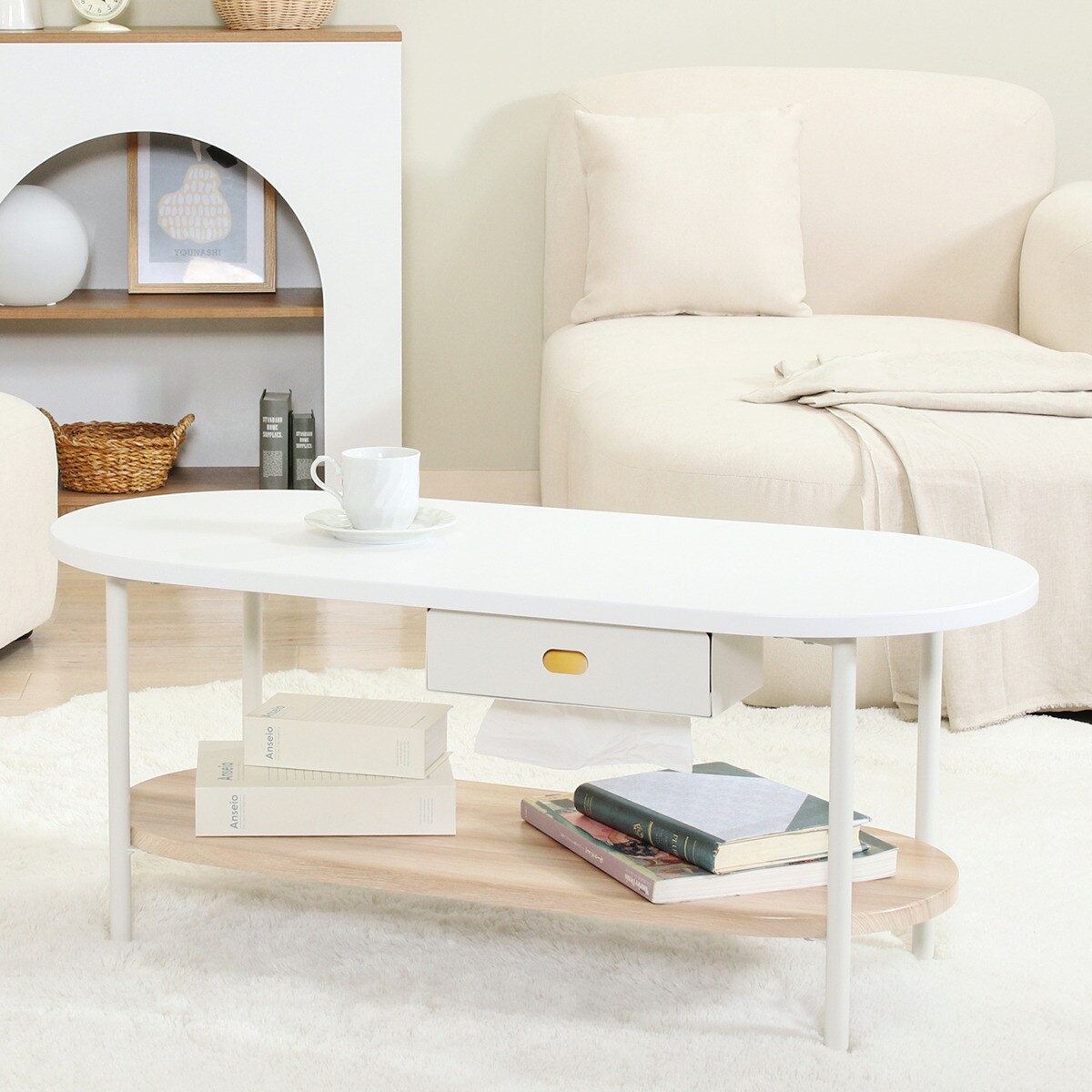 収納棚つきテーブル ティッシュも収納できる棚付きテーブル (NA) | ニトリネット【公式