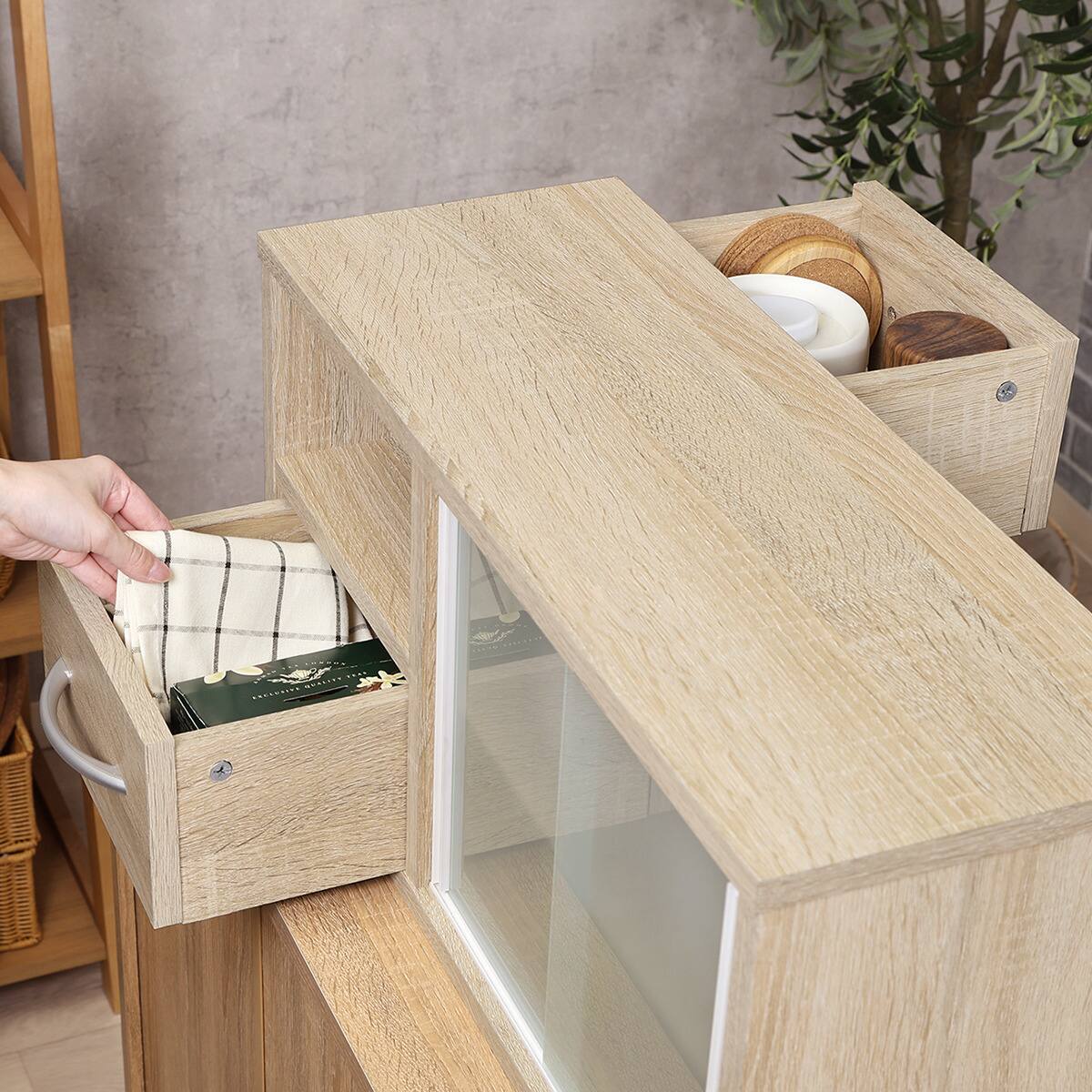 両側から取り出せるカウンター上収納 (幅60cm OAKNA) | ニトリネット