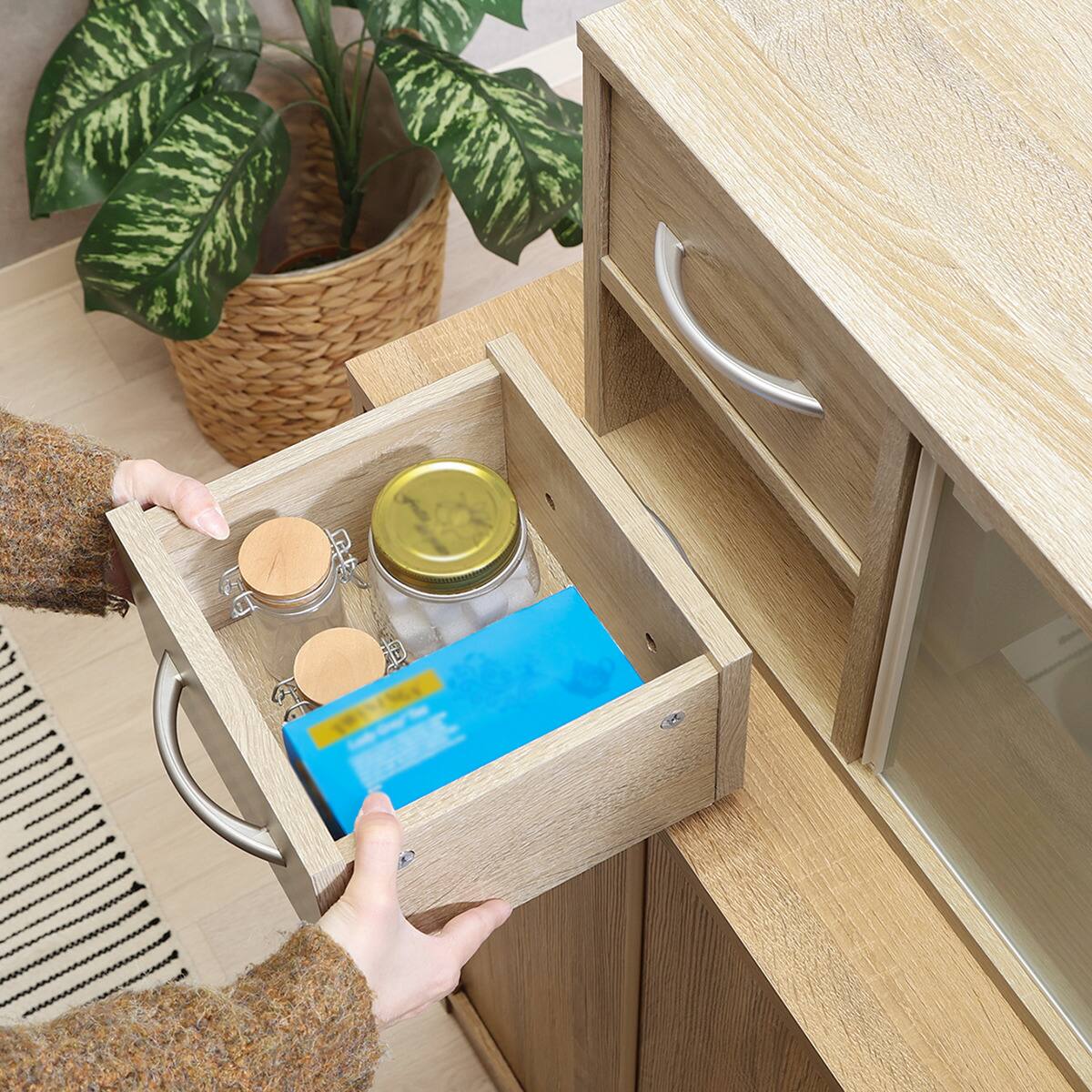 両側から取り出せるカウンター上収納 (幅90cm OAKNA) | ニトリネット