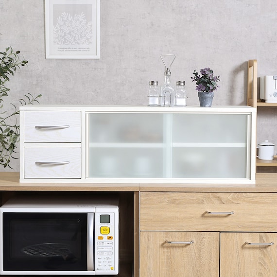 両側から取り出せるカウンター上収納 (幅90cm OAKWH) 2枚目画像