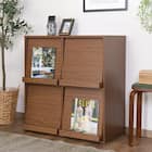 ディスプレイラック (4扉 オーク柄 BR) 1枚目画像