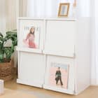 ディスプレイラック (4扉 オーク柄 WH) 1枚目画像