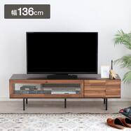 アカシア材テレビボード メラミン天板(幅136cm BR)