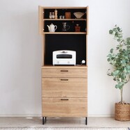 木目柄とスチール脚の北欧風キッチンボード (幅70cm)【期間限定価格:11/27~1/5まで】