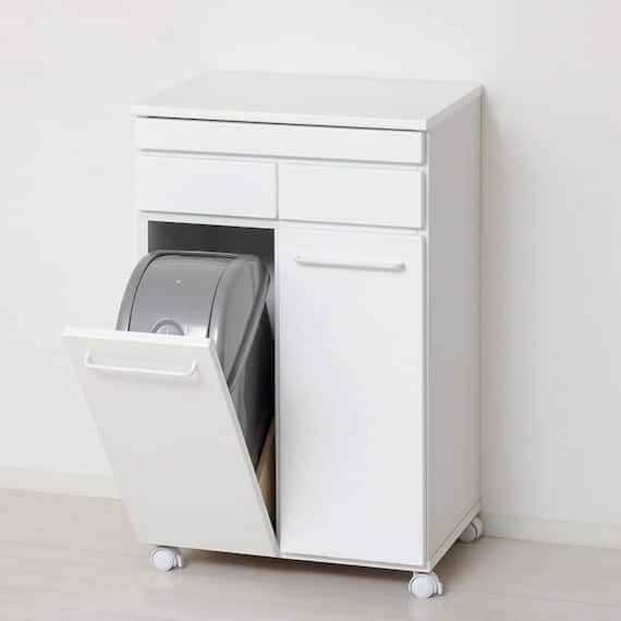 スライド棚付きダストカウンター2分別(WH) 1枚目画像