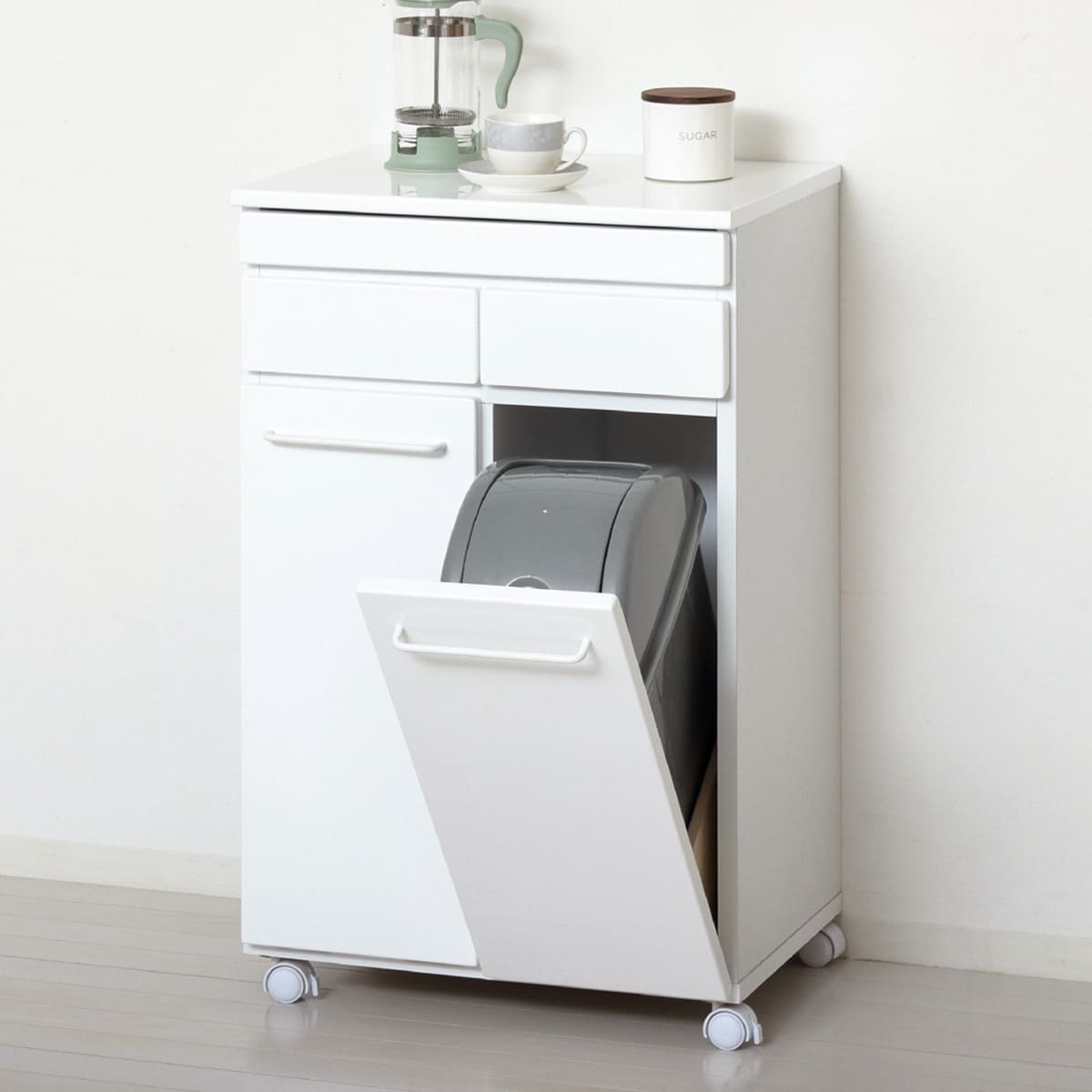 スライド棚付きダストカウンター2分別（WH） | ニトリネット【公式