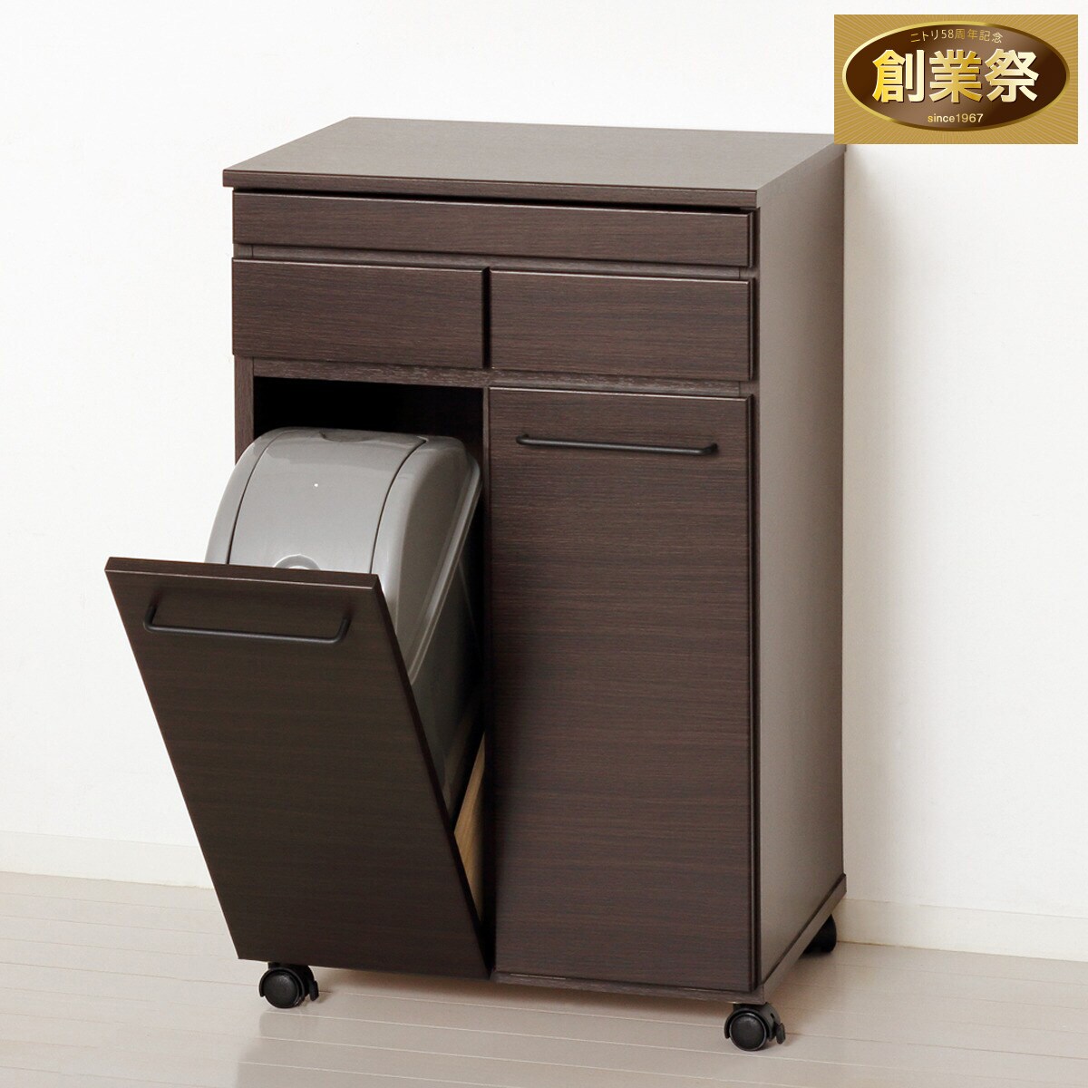 スライト棚付ダストカウンター スライド棚付きダストカウンター2分別（DBR） | ニトリネット【公式