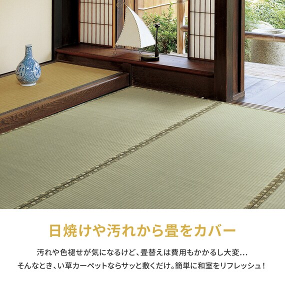 【国産】い草カーペット 琥珀 (本間 6畳) 8枚目画像