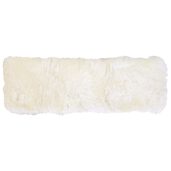 【天然ムートン】ロングシートクッション 38×120cm(ホワイト) 1枚目画像