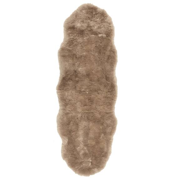 【天然ムートン】アクセントマット・カバー 2匹物 60×180cm(ブラウン) 1枚目画像