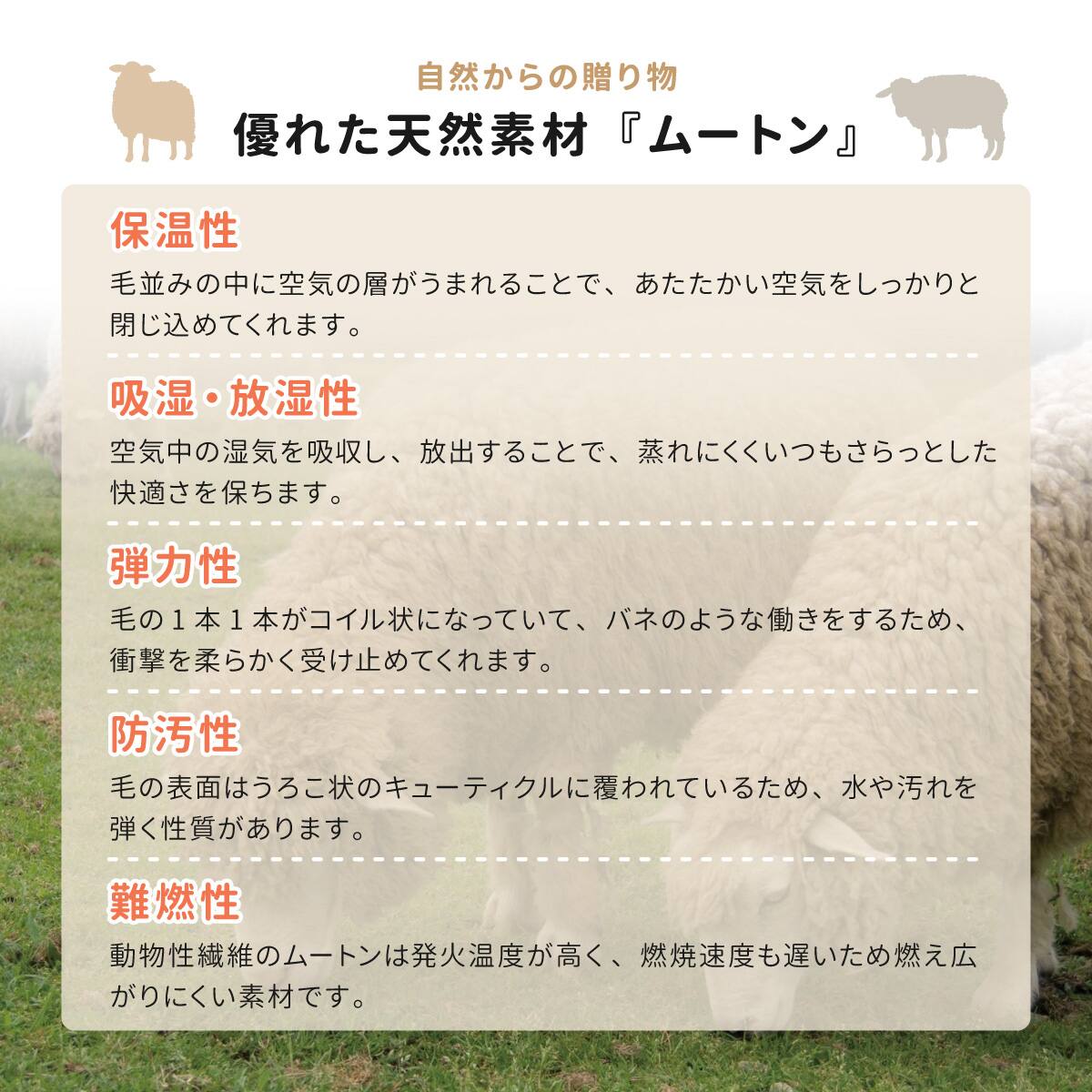 天然ムートン】アクセントラグ 6匹物 140×180cm(ベージュ) | ニトリ