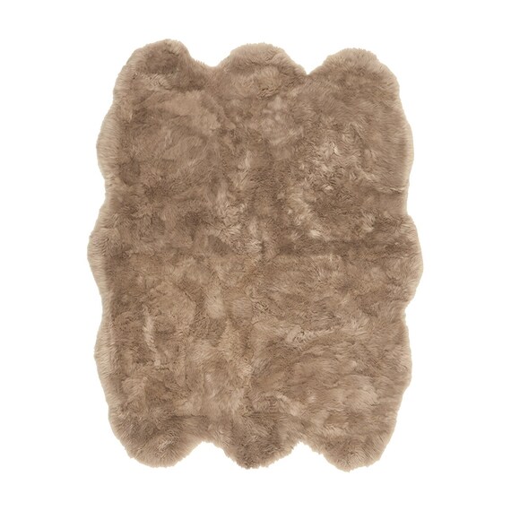 【天然ムートン】アクセントラグ 6匹物 140×180cm(ブラウン) 1枚目画像