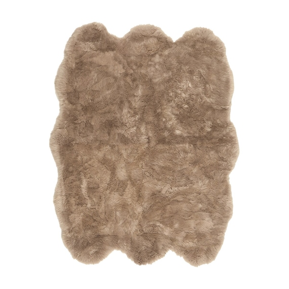 【天然ムートン】アクセントラグ 6匹物 140×180cm(ブラウン) 1枚目画像