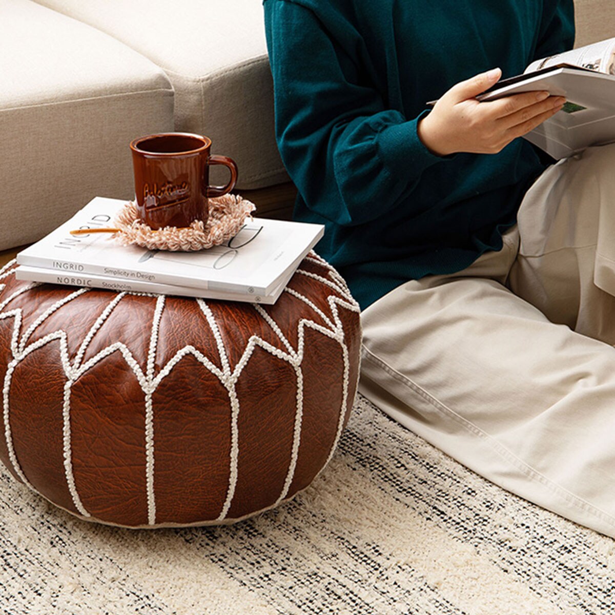 超軽量 モロッカンスツール M (ブラウン) | ニトリネット【公式】 家具