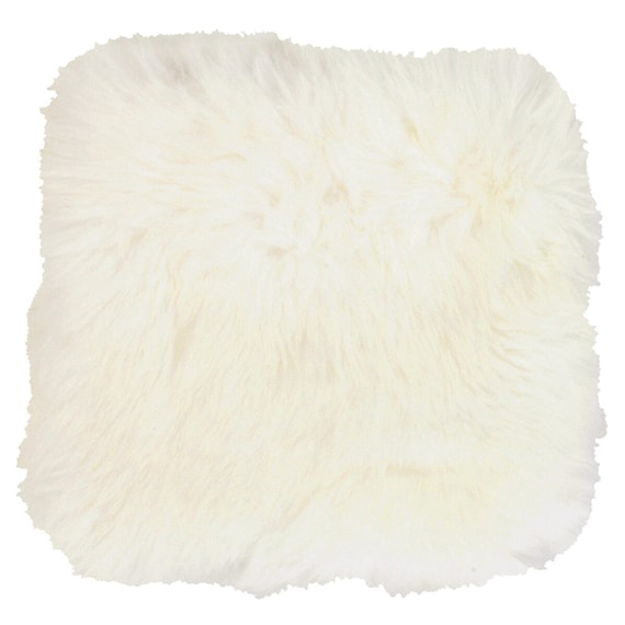 【天然ムートン】シートクッション 四角 2枚セット(ホワイト) 1枚目画像