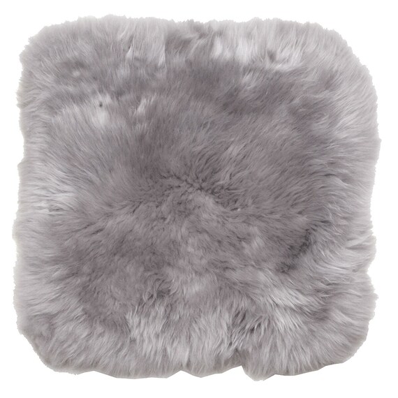 【天然ムートン】シートクッション 四角 2枚セット(グレー) 1枚目画像