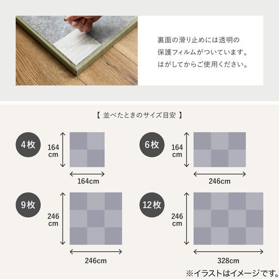 水拭きできるPP置き畳 市松柄 3枚セット(ブルー) 20枚目画像