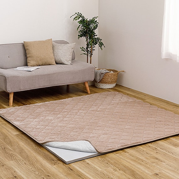 【ずれにくいラグ】ラグカバー&アンダーラグセット 185×240cm(フランネル/ベージュ) 1枚目画像