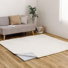 【ずれにくいラグ】ラグカバー&アンダーラグセット 185×185cm(フランネル/アイボリー) 1枚目画像