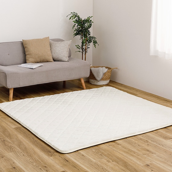 【ずれにくいラグ】ラグカバー&アンダーラグセット 185×185cm(フランネル/アイボリー) 3枚目画像