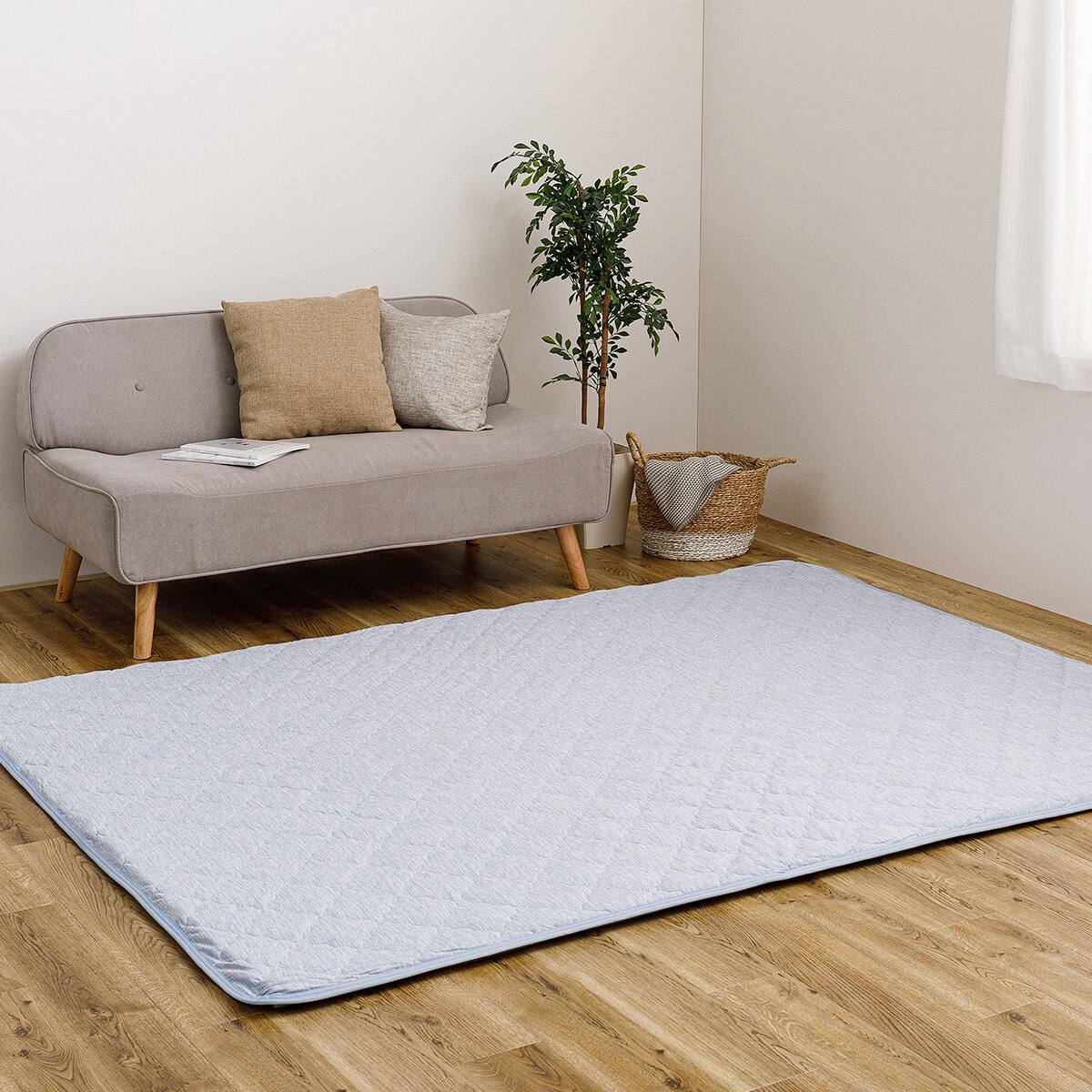 ずれにくいラグ】ラグカバー&アンダーラグセット 185×240cm(冷感