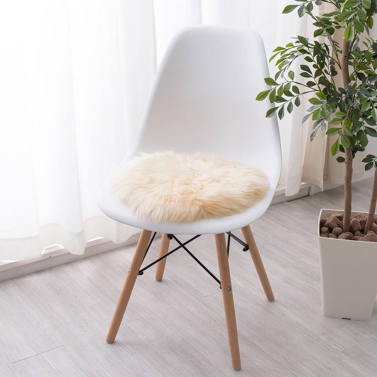 天然ムートン】シートクッション 円形 2枚セット(ベージュ) | ニトリ