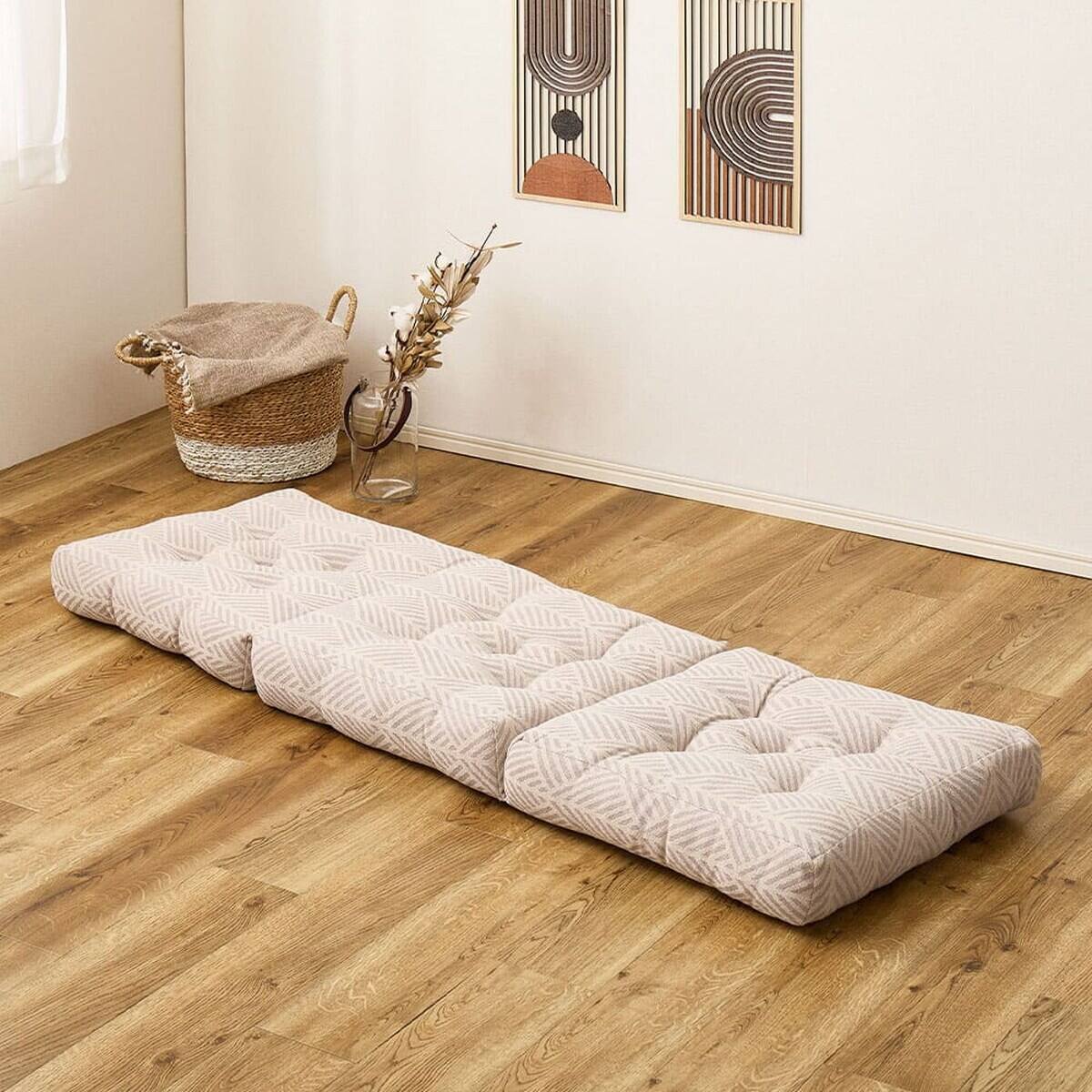 インド綿100%のごろ寝クッション (ジオメタリック・ホワイト) | ニトリ