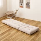 インド綿100%のごろ寝クッション (ジオメタリック・ホワイト) 1枚目画像
