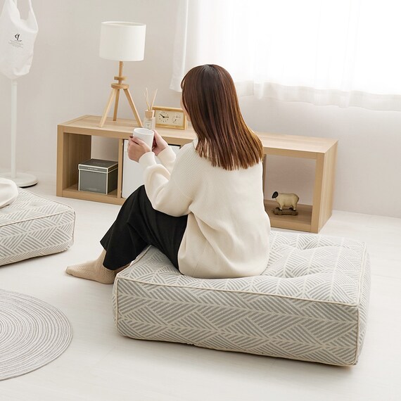 連結できるフロアソファ オットマン 布張りタイプ (GY) 6枚目画像