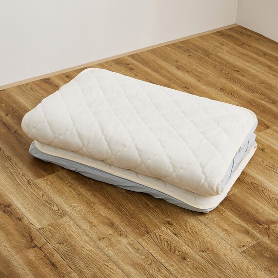 【ずれにくい敷きパッド】敷きパッド＆ボックスシーツセット ダブル (キルト/アイボリー) 18枚目画像