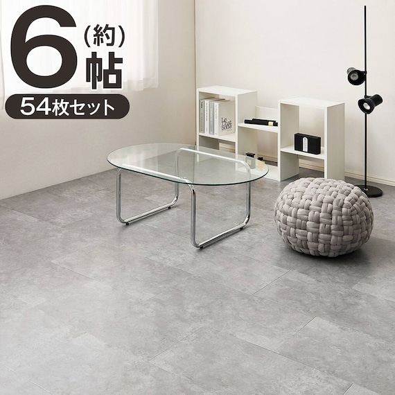 超薄型吸着フロアタイル 30×60cm 54枚セット 約6帖(モルタルグレー) 1枚目画像