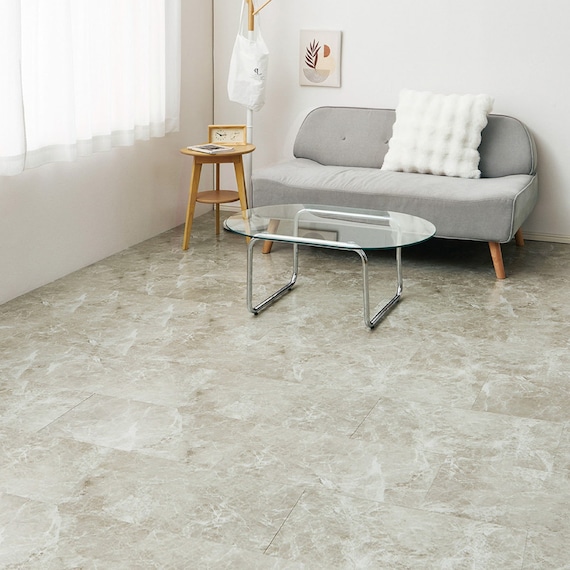 超薄型吸着フロアタイル 30×60cm 54枚セット(マーブルグレー) 1枚目画像