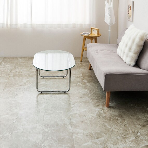 超薄型吸着フロアタイル 30×60cm 54枚セット(マーブルグレー) 2枚目画像