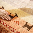 15mmウレタン入りラグ ギャベ 185×185cm(オレンジ) 6枚目画像