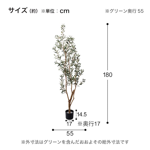 フェイクグリーン(高さ180cm オリーブ GLP-1561) 5枚目画像