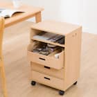 ダイニングテーブル下に収まる整理収納ワゴン(3段 ナチュラル) 1枚目画像