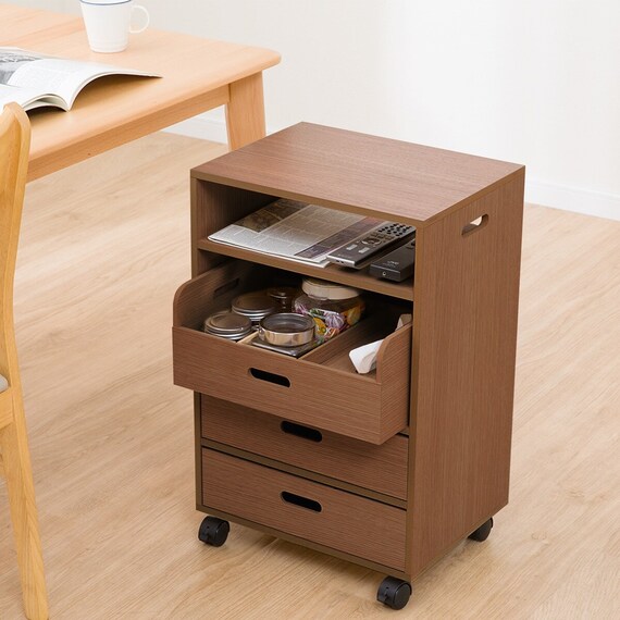 ダイニングテーブル下に収まる整理収納ワゴン(3段 ブラウン) | ニトリ 