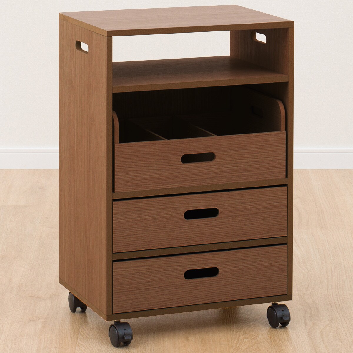 美品】ニトリ ダイニングテーブル下ワゴン大 ブラウン 5613226