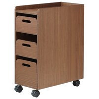 テーブル下で邪魔にならないスリム収納マルチワゴン(ブラウン)