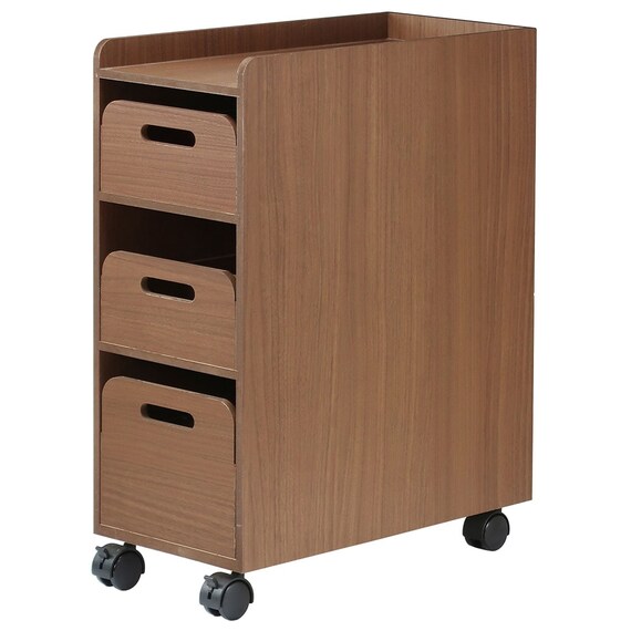 テーブル下で邪魔にならないスリム収納マルチワゴン(ブラウン) 1枚目画像