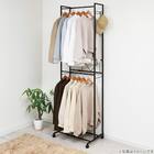 2段ハンガーラックワイド 伸縮タイプ (ブラック) 5枚目画像