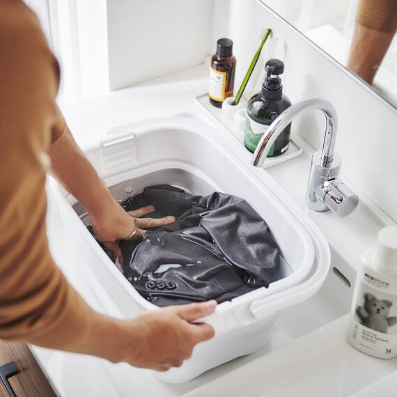 折りたためる つけ置き洗い バケツNEO(グレー) 3枚目画像