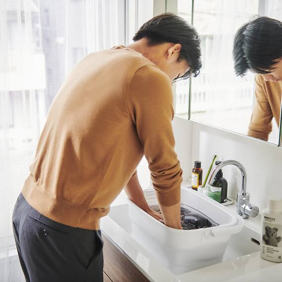折りたためる つけ置き洗い バケツNEO(グレー) 4枚目画像