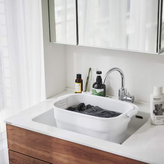 折りたためる つけ置き洗い バケツNEO(グレー) 5枚目画像