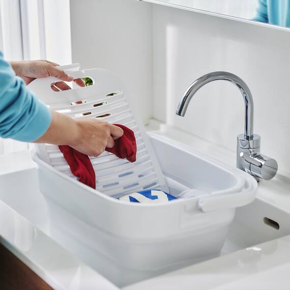 折りたためる つけ置き洗い バケツNEO(グレー) 7枚目画像