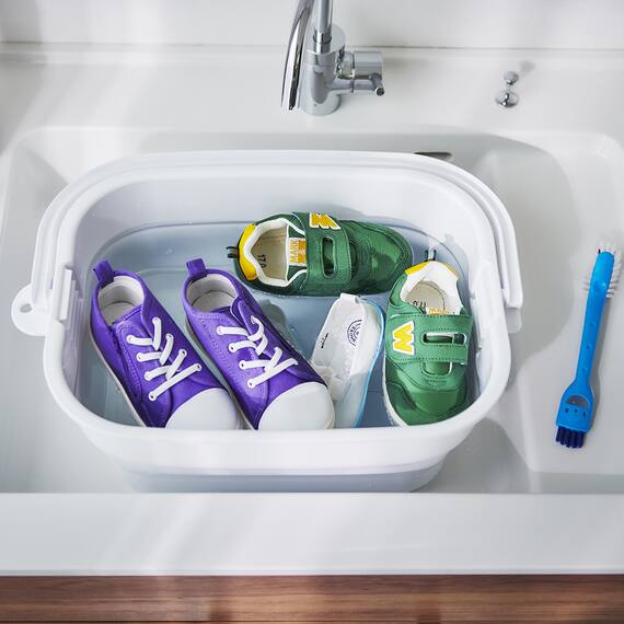 折りたためる つけ置き洗い バケツNEO(グレー) 8枚目画像