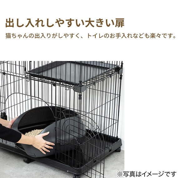 ハンモック付きネコ用ケージ3段(SN BK) 8枚目画像