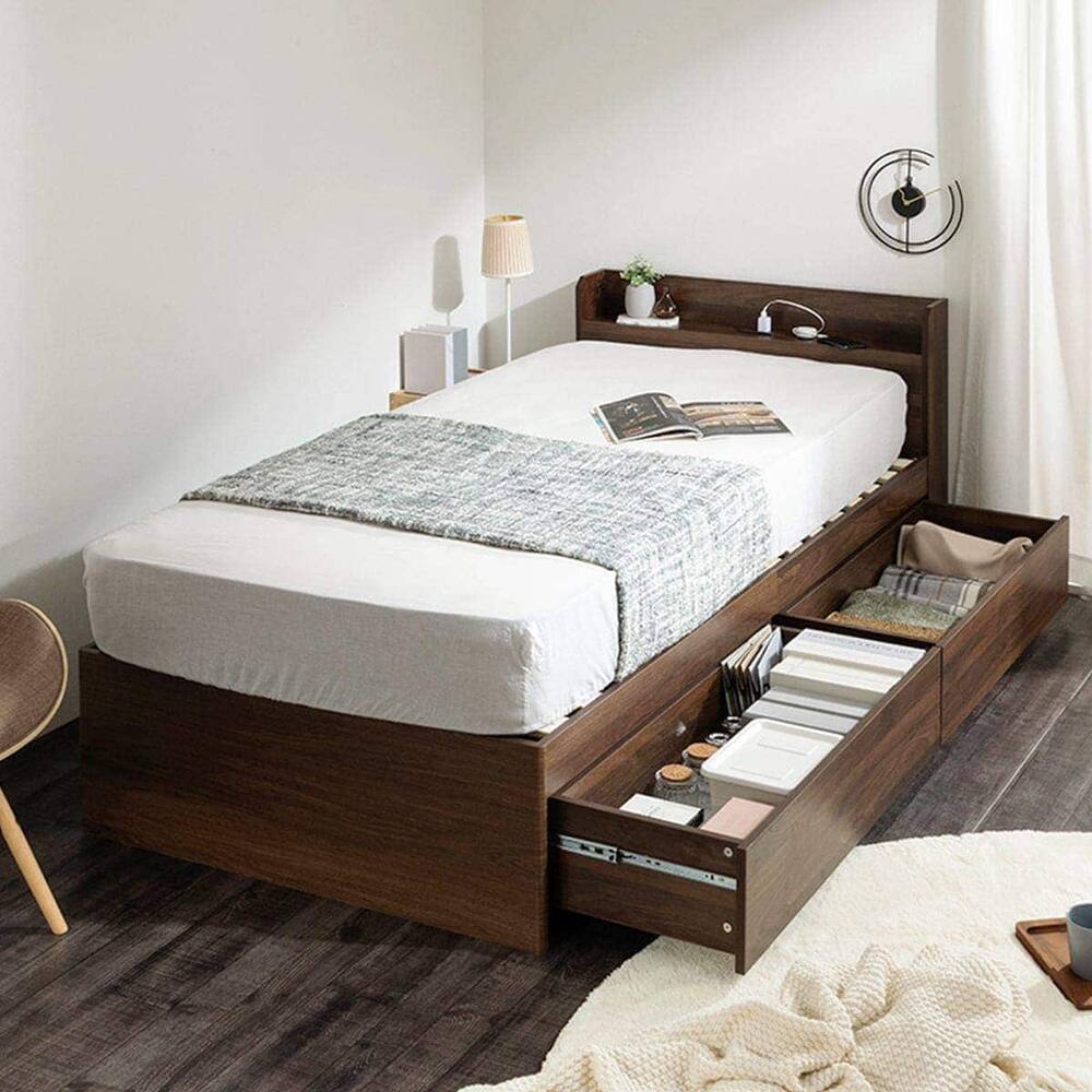 愛品倶楽部柏店】 収納付きセミダブルベッド 「F:ニトリ ヴァイン2  